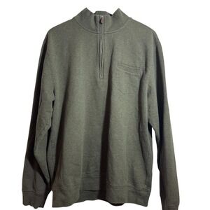 Brooks Brothers Men Quarter Zip Sweatshirt Green Mock Neck XL‎